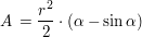 $ A \, = \frac{r^2}2 \cdot \left(\alpha-\sin\alpha\right) $